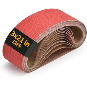 12PCS 3 x 21 Inch Belt Sander Sanding Belts | 75x533mm Ceramics Sander Belts (4 Each of 80/120/150) Grit Belt SandPaper, Best for Sanding stainless steel, carbon steel, titanium alloys, Iron