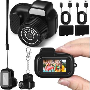 2 مجموعات كاميرا Mini Keychain 1080p الكاميرا الصغيرة الرجعية المحمولة كاميرا الفيديو الكاميرا 100 دقيقة بطارية عمر كاميرا الفيديو Micro Video لتسجيل دراسة السفر (16 جيجابايت)