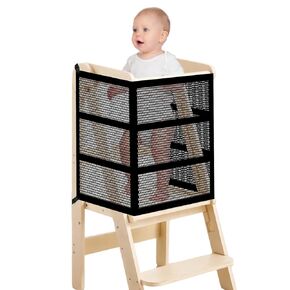 Rainmae Toddler Learning Tower Safety Net, Toddlers Tower Safety Net Guard for Toddlers Tower Safety Net for Kitchen Learning Step Tool with Four Sided Protection,Safety Netting for Kids Play
