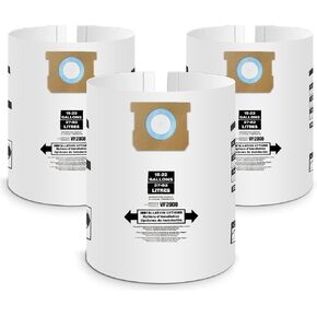90663 Vac Bags Type G 9066300 & Type J 90673 9067300 and VF2008 Compatible with Shop Vac 15-22 Gallon Wet/Dry Vacuum Replacement Parts and Accessories, 3 Pack