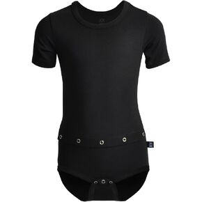 New York Shortsleeve bodysuit مع أنبوب التغذية للأطفال | أسود | الملابس التكيفية للأطفال ذوي الاحتياجات الخاصة