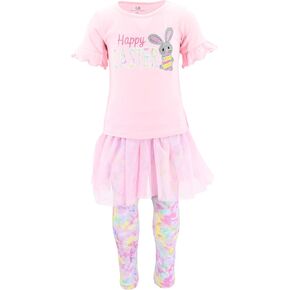 Unique Baby Girls 2 Piece Clothing Set for Toddlers and Kids Short Sleeve Holiday Graphic Tee and Leggings