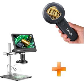 TOMLOV P10 Microscope for Adults Kids, Handheld Coin Magnifier with Light for Error Coins, Collector Portable 100X Jewelers Loupe+DM602 Pro