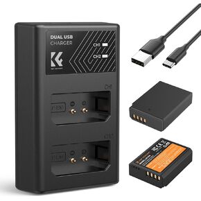 K&F Concept LP-E10 Battery and Dual Slot Charger for Canon EOS Rebel T7 T6 T5 T3 T100 Kiss X50 X70 1100D 1200D 1300D 2000D Cameras