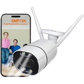 Sinis 6MP POE & WiFi Home Security IP Camera Outdoor, Smart IR/Colorfull Night Vision, 2-Way Audio, Human/Motion Detection, Metal, Cloud & SD Card Storage, Works w/Alexa & Google Home