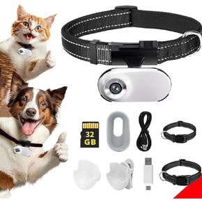 ehomful HD 1080P Cat Camera Collar with Video Record Wireless Mini Sport cam,Small Action Cameras,Body Camera for Pet Supplies/Stuff,Outdoor/Inoor Birthday Gift No WiFi with SD Card