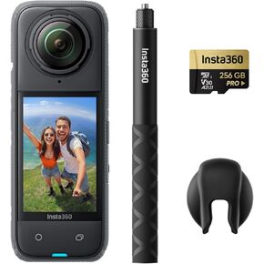 Insta360 X4 Adventure Bundle - Waterproof 8K 360 Action Camera, 4K Wide-Angle Video, Invisible Selfie Stick Effect, Removable Lens Guards, 135 Min Battery Life, AI Editing, Stabilization