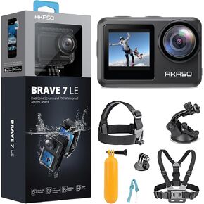 AKASO Brave 7 LE 4K30FPS 20MP WiFi Action Camera and 7 in 1 Action Camera Accessories Kit Bundle