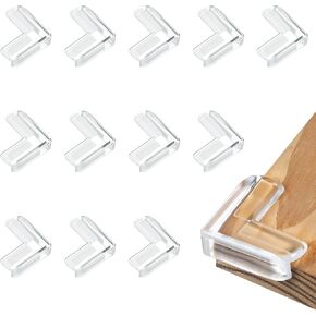 Furniture Corner Protectors, 12Pcs Baby Proofing Furniture Corner Protector Guards, Clear PVC Safety Corner Bumpers & Cushion to Cover Sharp Furniture & Table Edges, L-Shaped