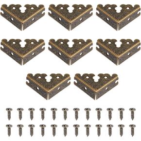 8 Pcs Metal Corner Protector, Retro Style Edge Safety Guards Covers Furniture Corner Protector Triangle Edge Decorative for Furniture Decorative, 1.38"x1.38"-Antique Bronze