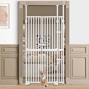 71" Extra Tall Cat Gate, 30.31-39.37" Wide Auto Close Cat Safety Gate, 1.34" Extra Narrow Gap, No Drilling Pressure Mount Design, Innovation Double Opening Pet Gate