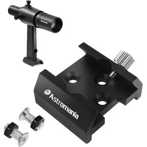 Astromania 6x30 Finder Scope, Black - Bundle with - Dovetail Mounting Base with 4 Holes for M4 Screws