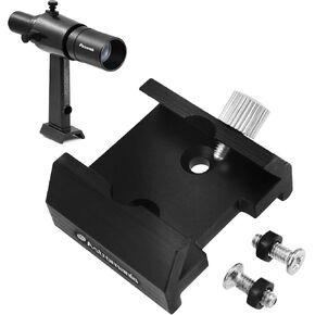 Astromania 6x30 Finder Scope, Black - Bundle with - Dovetail Mounting Base with 2 Holes for M4 Screws