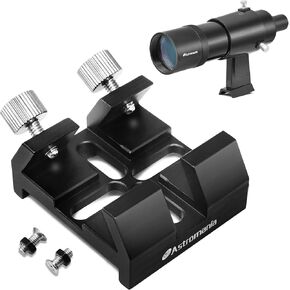 Astromania 9x50 Finder Scope, Black - Bundle with - Universal Dovetail Base for Finder Scope