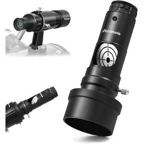 Astromania 9x50 Illuminated Finder Scope, Black - Bundle with - Alignment 1.25" Next Generation Laser Collimator 2" Adaptor