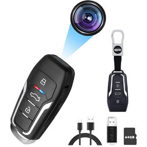 64GB Mini Camera Car Key, Small Video Camera HD 1080P Portable Micro Surveillance Cameras, Mini Security Camera with Motion Detection for Home & Office