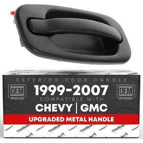 Exterior Front Passenger Door Handle, Upgraded Metal - Compatible with 1999-2006 Chevrolet Silverado, Suburban, Avalanche; 99-06 GMC Sierra, Yukon - Textured Black - OEM 15182406, 80577, GM1311143