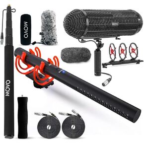 Movo X3-II Boom Mic Bundle with Blimp and Boom Pole with Internal XLR Cable