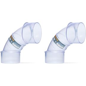 POWERTEC 70364 4 Inch OD 90 Degree Elbow for 4 Inch Dust Collection Hose Connector (Clear), 2 Pack
