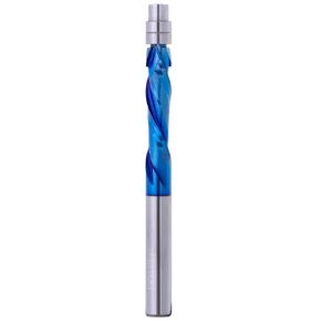 1/4" Shank Spiral Flush Trim Router Bit, 1-1/8" Cut Length & 3" OAL, Up&Down Compression Cut Solid Carbide CNC Bit with Nano Coating for Wood Trimming