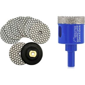 SHDIATOOL Dry Diamond Polishing Pads 4-Inch Set of 7 Pieces Plus a Rubber Backer Sanding Disc for Granite Marble Stone