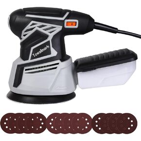 Orbital Sander, Towallmark 350W 2.6A Random Orbit Sander with 6 Variable Speeds,13000RPM, 12Pcs Sandpapers, 5-Inch High Performance Dust Collection System for Woodworking