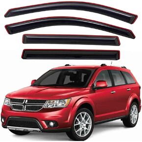 Lightronic WV94072 Outside-Mount Side Window Visor Deflector Rain Guard, Dark Smoke Shatterproof, 4-Pieces Set for 2009-2020 Dodge Journey