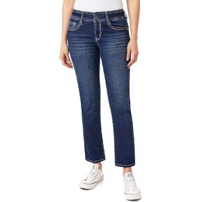 WallFlower Women's Luscious Curvy Straight 29" Mid-Rise Insta Stretch Juniors Jeans