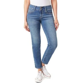 WallFlower Women's Luscious Curvy Straight 29" Mid-Rise Insta Stretch Juniors Jeans in Kuwait