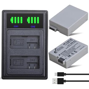 Pickle Power LP-E8 Battery 2-Pack and LED Dual Charger for Canon EOS Rebel T2i, T3i, T4i, T5i, EOS 550D, 600D, 650D, 700D, Kiss X4, X5, X6i, X7i, LC-E8E DSLR Digital Camera