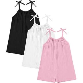 Toddler Baby Girl Clothes Romper Baby Sleeveless Summer Outfits Linen Jumpsuit Overalls Kids Clothes 3 Pack