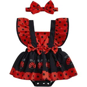 Baby Girl Newborn Romper Dress Ruffled Sleeve Animals Bodysuit Jumpsuit Summer Outfit 3 6 9 12 18Months