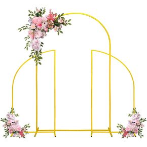 Set of 3 Arch Backdrop Stand 7.2FT, 6.6FT, 6FT Gold Wedding Balloon Stand Stable Metal Door Frame for Ceremony Birthday Party Bridal Baby Shower Banquet Decoratio