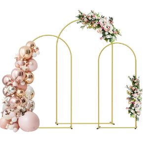 Arch Backdrop Stand Set, 7.3FT,6.6FT,6FT Wedding Metal Balloon Arch Backdrop Stand, Backdrop for Gender Reveal Baby Shower Bridal Decoration Party Birthday Ceremony White