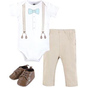 Hudson Baby Unisex Baby Cotton Bodysuit, Pant and Shoe Set
