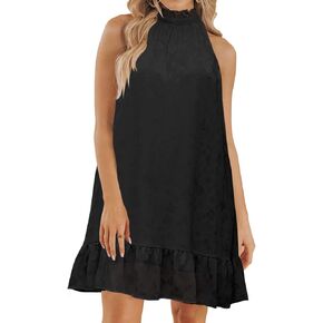 Senfure Women Summer Floral Dress Discal 2025 Halter Halter Dress Frusty Flowy Boho Sundress Swing Cocktail Mini Dress