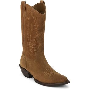 Coconuts by Matisse Womens Gaucho Embroidered Snip Toe Pull On Casual Boots Mid Calf Low Heel 1-2" - Brown
