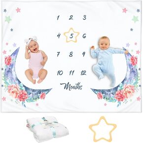 Twin Milestone Blanket – Soft, Large 50x40 Baby Monthly Blanket for Newborn Twins, Premium Fleece Keepsake, Perfect Photo Prop for Twin Boys & Girls
