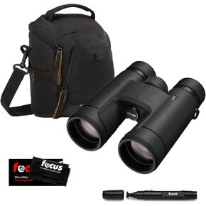 Nikon Prostaff P7 10X42 Binoculars Bundle with DSLR and Mirrorless Camera Shoulder Bag (Black), Focus Lens Cleaning Pen, and Focus Microfiber Cleaning Cloth (4 Items)