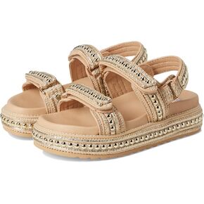 Steve Madden Women's Bigmona Flat Sandal, Gold Multi, 8