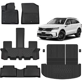 Floor Mats Compatible with Kia Sorento (Not for Hybrid) 2021-2025, Car Floor Liners Carpet Odorless TPE All Weather Guard Custom Fit for 6/7 Seat Kia Sorento Accessories(3 Row)
