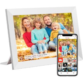 10.1'' Smart Digital Photo Frame, 1280x800 HD Touch Screen, Electronic Picture Frame,Auto-Rotate, Slideshow, Easy App Setup, Instantly Share Photos & Videos Anytime Anywhere (White)