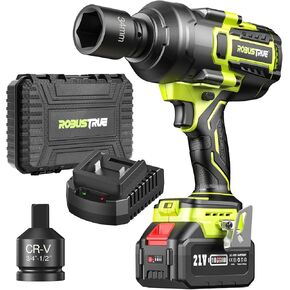 1500 ft-lbs/2000N.m High Torque Impact Wrench, 3/4 To 1/2 Brushless Impact Gun, Cordless Impact Wrench 5.0Ah Battery, Fast Charger, Electric Impact Wrench for Heavy-duty Truck RV