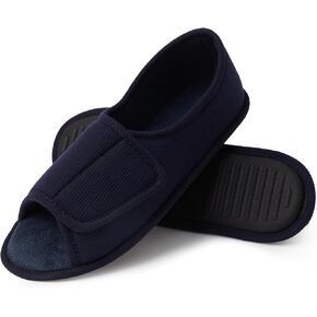 Magtoe Adjustable Open Toe Indoor Slippers Diabetic House Shoes with Hook and Loop for Men and Women Memory Home Slippers