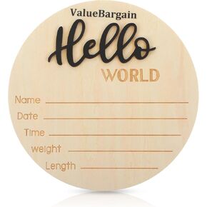 Name Announcement Sign for New Baby, 5.9 Inch Wooden Baby Name Sign for Hospital, Photo Props, Shower, Hospital, Nursery