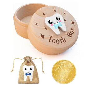 Tooth Fairy Gift for Girls and Boys, Cute Tooth Fairy Box, Tooth Box for Lost Teeth for Kids, Cute Tooth Keepsake Box with Tooth Fairy Coin (Boy)