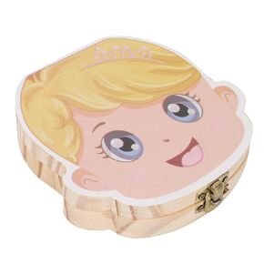 Baby Wooden Tooth Box Individual Holes for Primary Teeth Organizer English Kids Keepsake Box (Type 2)