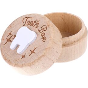 Lusofie Wooden Tooth Fairy Box 3D Carved Kids Teeth Keepsake Box First Tooth Keepsake Boxes Gifts for Boy Girls Toddler (1 Piece)