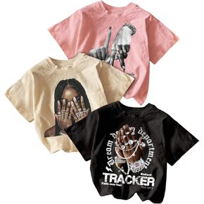Girl's 3 Packs Graphic Tees Crew Neck Short Sleeve T Shirt Casual Cute Tops