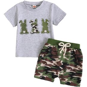 Kids Toddler Boy Easter Outfits I am Just Here for the Snacks Shirt Shorts Set Summer Baby Clothes 12M-6T